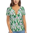 thumbnail image 1 of Uemuo Cactus Plants Drawing Women's Deep V-Neck Low Cut Tops - Casual Loose Fit with Stainless Steel Loop, Soft, Breathable, Perfect for Office, Travel, and Daily Wear-Medium, 1 of 5