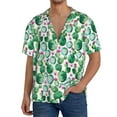 thumbnail image 1 of Uemuo Cactus Plants Pattern Cotton Linen Short Sleeve Shirts,Casual Lightweight Button Down Shirts,Vacation Beach Summer Tops-Small, 1 of 7