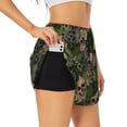 thumbnail image 1 of Uemuo Camouflage Skulls Pattern Women's Athletic Shorts High Waisted Running Shorts with Liner Pockets Gym Elastic Workout Shorts-Large, 1 of 9