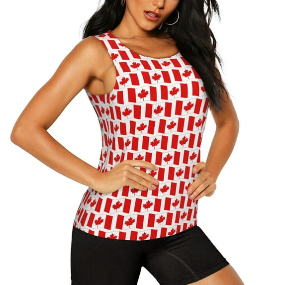 Uemuo Canada Pattern Workout Tank Tops for Women Breathable Moisture-wicking tank top Sleeveless Running Loose Fit Yoga Tops Active Shirts Sports Gym Exercise