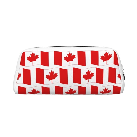 Uemuo Canada Printed Leather Pencil Case, Pencil Pouch, Portable Pencil Bag, Pen Case for& Office