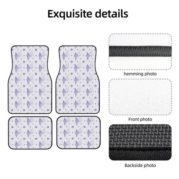 Uemuo Car Floor Mats - Bouquet and Lavender Flowers Pattern Carpet Floor Mats for Cars, Auto Accessories Front & Rear Car Floor Foot Mat Sets of 4 Pieces