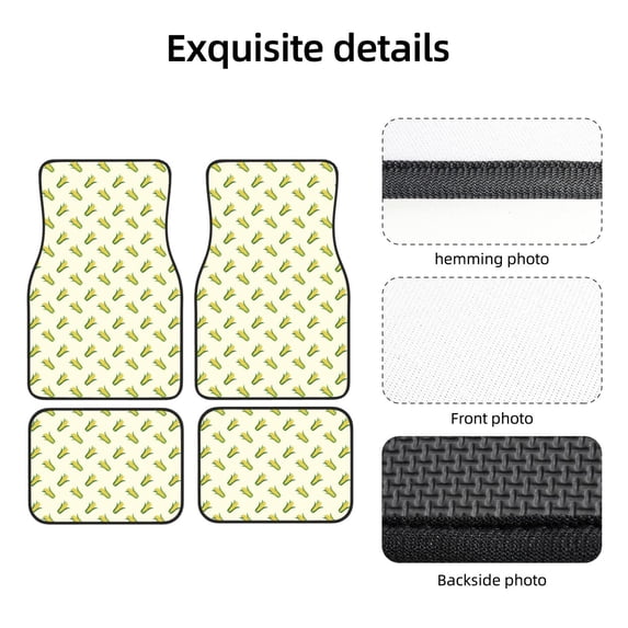 Uemuo Car Floor Mats - Corn Pattern Carpet Floor Mats for Cars, Auto Accessories Front & Rear Car Floor Foot Mat Sets of 4 Pieces