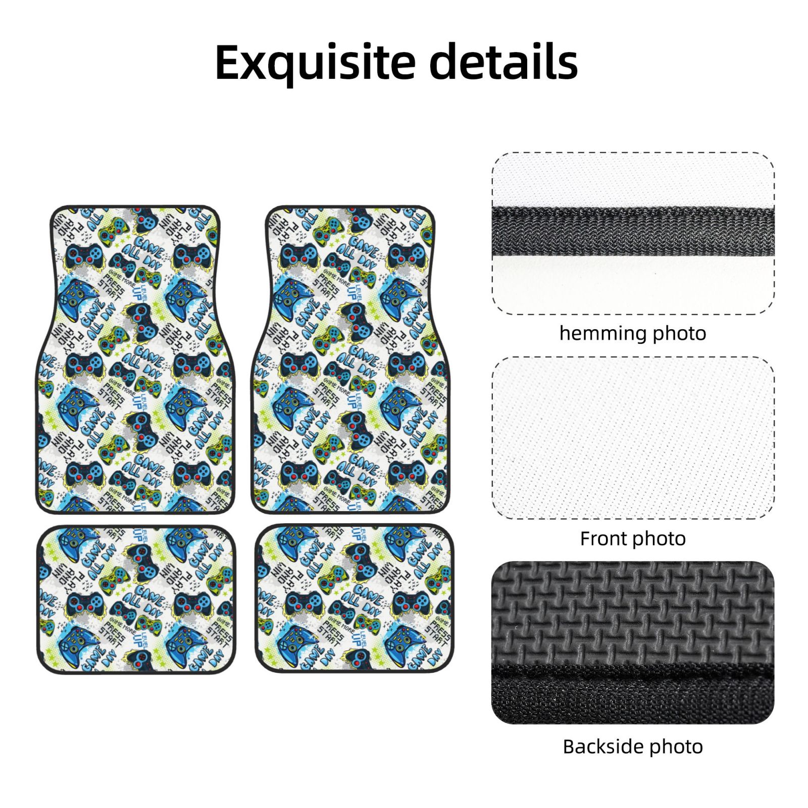 Uemuo Car Floor Mats Game All Day Pattern Carpet Floor Mats for Cars
