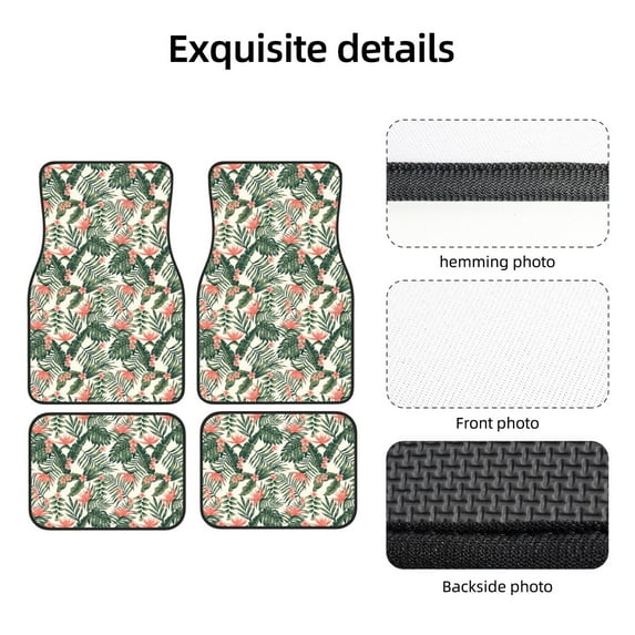 Uemuo Car Floor Mats - Palm Trees and Tropical Pattern Carpet Floor Mats for Cars, Auto Accessories Front & Rear Car Floor Foot Mat Sets of 4 Pieces