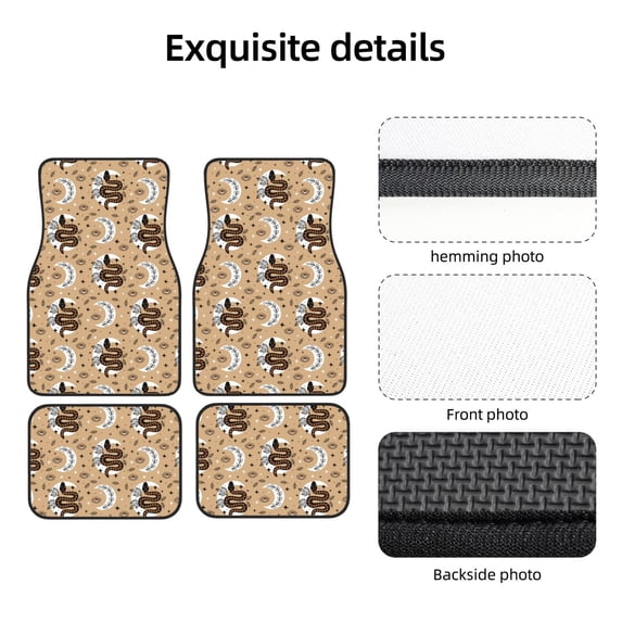 Uemuo Car Floor Mats - Snake And Flower Pattern Carpet Floor Mats for Cars, Auto Accessories Front & Rear Car Floor Foot Mat Sets of 4 Pieces