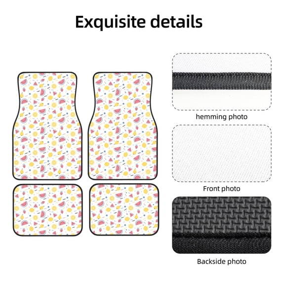 Uemuo Car Floor Mats - Watermelon And Lemon Pattern Carpet Floor Mats for Cars, Auto Accessories Front & Rear Car Floor Foot Mat Sets of 4 Pieces