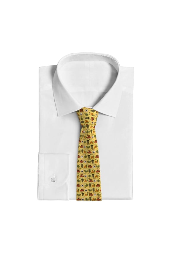 Car Tent Trees Pattern Men's Necktie Classic Silk Tie Woven Jacquard Neck Ties Business Necktie Gift for Men