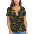 thumbnail image 1 of Uemuo Carnival Mardi Gras3 Drawing Women's Deep V-Neck Low Cut Tops - Casual Loose Fit with Stainless Steel Loop, Soft, Breathable, Perfect for Office, Travel, and Daily Wear-Small, 1 of 1