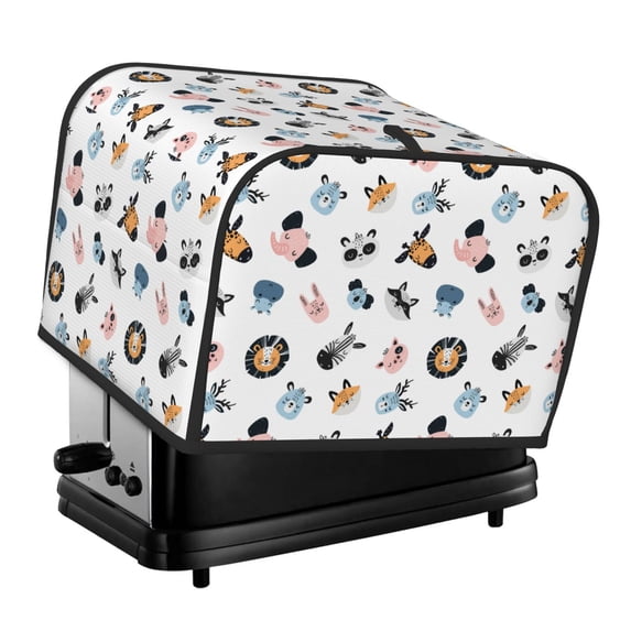 Uemuo Cartoon Animals Print Toaster Cover 4 Slice, Small Kitchen Appliance Covers, Toaster Oven Cover with Loop, Bread Machine Cover Dust Cover Protection