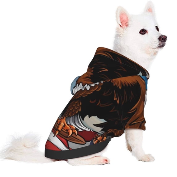 Uemuo Cartoon Bald Eagle USA for Winter Dog Hoodie Sweatshirts with Pockets Warm Dog Clothes for Small Dogs Chihuahua-Large