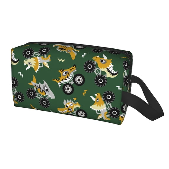 Uemuo Cartoon Car Pattern Portable Toiletry Bags with Handle, Waterproof travel Make up Bags for Women, Large Capacity Travel Cosmetic Bags