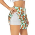 thumbnail image 1 of Uemuo Cartoon Carrot Pattern Women's Athletic Shorts High Waisted Running Shorts with Liner Pockets Gym Elastic Workout Shorts-Medium, 1 of 9