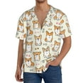 thumbnail image 1 of Uemuo Cartoon Corgi Pattern Cotton Linen Short Sleeve Shirts,Casual Lightweight Button Down Shirts,Vacation Beach Summer Tops-X-Large, 1 of 7