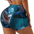 thumbnail image 1 of Uemuo Cartoon Cute Shark Pattern Women Workout Impact Shorts Scrunch Butt Lifting Gym Shorts Seamless Booty Biker Shorts-Large, 1 of 8