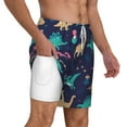 thumbnail image 1 of Uemuo Cartoon Dinosaur Pattern Mens Swim Trunks Quick Dry Board Shorts with Mesh Lining, Stretch Beach Shorts Quick Dry No-Chafing Board Shorts-Small, 1 of 9