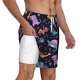 thumbnail image 1 of Uemuo Cartoon Dinosaur Pattern Mens Swim Trunks Quick Dry Board Shorts with Mesh Lining, Stretch Beach Shorts Quick Dry No-Chafing Board Shorts-Small, 1 of 9