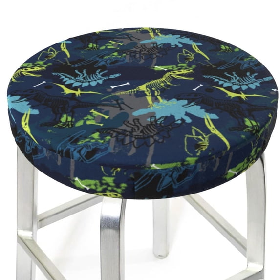 Uemuo Cartoon Dinosaur Pattern Round Bar Stool Seat Covers Washable Stool Cushion Slipcover Elastic Bar Chair Covers-
