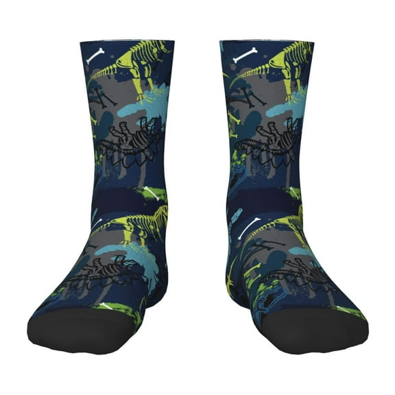 Uemuo Cartoon Dinosaur Printed Kids Boys Socks Seamless Crew Socks Crazy Funny Athletic Sport Socks for Children