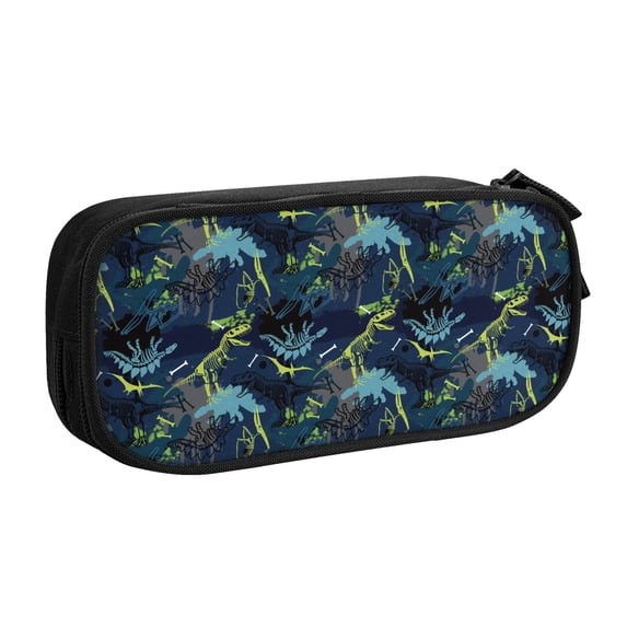 Uemuo Cartoon Dinosaur Printed Pencil Pen Case, Portable Pencil Pouch with Zipper, Compact Stationery Bag Makeup Bag, Pencil Bag for Home Office