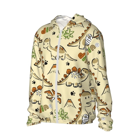 Uemuo Cartoon Dinosaurs Pattern Women's Full Zip UPF 50+ Sun Protection Hoodie Jacket Long Sleeve Sun Shirt Hiking Outdoor Performance with Pockets-Large