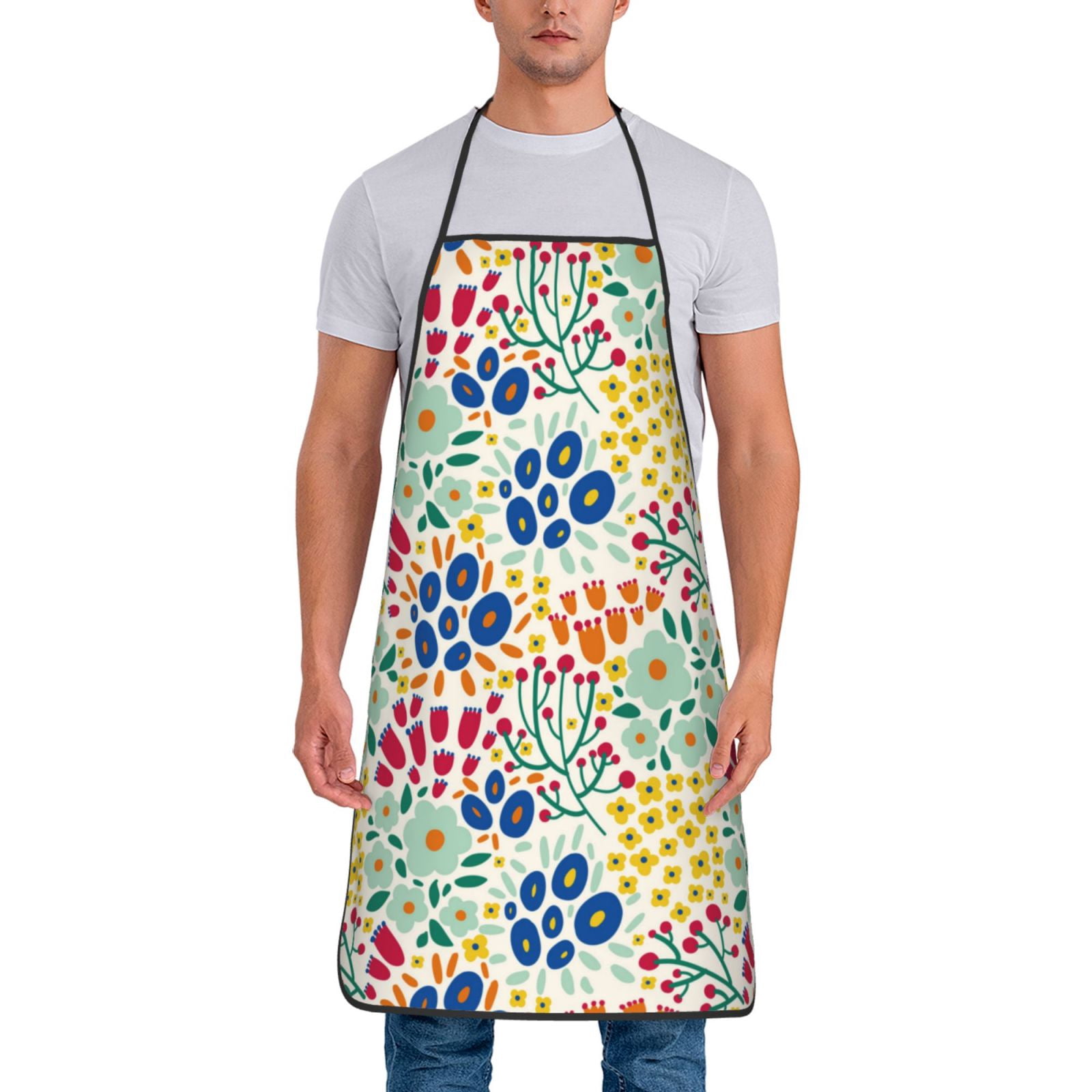 70s Vintage Sunflower Apron - Waterproof Adjustable Bib Apron For Cooking, Baking, Gardening & Crafts