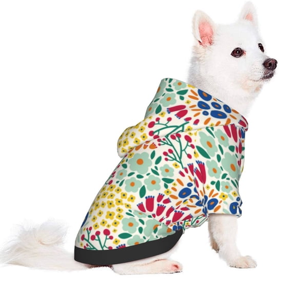 Uemuo Cartoon Flowers for Winter Dog Hoodie Sweatshirts with Pockets Warm Dog Clothes for Small Dogs Chihuahua-XX-Large