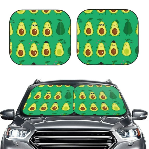 Uemuo Cartoon Fruit 1 Printed 2 PCS Car Windshield Sun Shade, Auto Sun Heat and UV Rays Blocker, Foldable Automotive Front Window Sunshade Protector