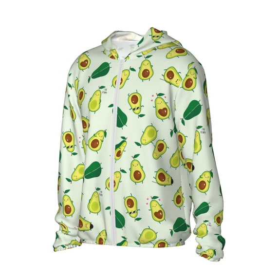 Uemuo Cartoon Fruit Pattern Women's Full Zip UPF 50+ Sun Protection Hoodie Jacket Long Sleeve Sun Shirt Hiking Outdoor Performance with Pockets-Small