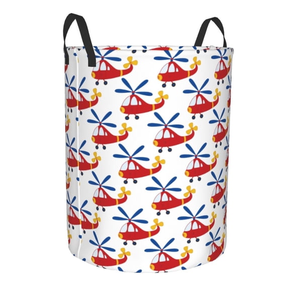 Uemuo Cartoon Helicopter Pattern Circular Laundry Hamper Basket with handles,Collapsible laundry basket,Large capacity laundry hamper,Laundry Organizer-Medium