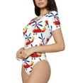 thumbnail image 1 of Uemuo Cartoon Helicopter Pattern Women's One Piece Short Sleeve Swimsuit Rash Guard Surfing Modest Quick-drying Swimsuit Beach Essentials-Large, 1 of 9
