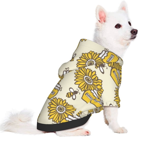 Uemuo Cartoon Honey Pot Bee Sunflower for Winter Dog Hoodie Sweatshirts with Pockets Warm Dog Clothes for Small Dogs Chihuahua-Medium