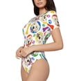 thumbnail image 1 of Uemuo Cartoon Labrador Retriever Pattern Women's One Piece Short Sleeve Swimsuit Rash Guard Surfing Modest Quick-drying Swimsuit Beach Essentials-, 1 of 7