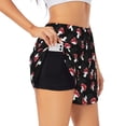 thumbnail image 1 of Uemuo Cartoon Mushroom Pattern Women's Athletic Shorts High Waisted Running Shorts with Liner Pockets Gym Elastic Workout Shorts-, 1 of 9