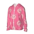 thumbnail image 1 of Uemuo Cartoon Pigs and Hearts Pattern Women's Full Zip UPF 50+ Sun Protection Hoodie Jacket Long Sleeve Sun Shirt Hiking Outdoor Performance with Pockets-, 1 of 9