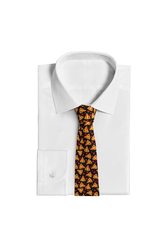Cartoon Pizza Pattern Men's Necktie Classic Silk Tie Woven Jacquard Neck Ties Business Necktie Gift for Men