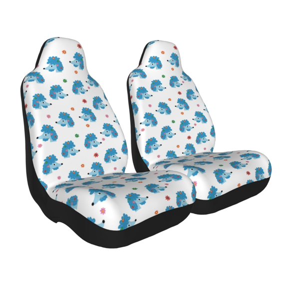 Uemuo Cartoon Poodle Dog Pattern Car Seat Covers for Front Seats Waterproof Seat Covers for Cars, Universal Auto Front Seats Protector Fits for Car-1