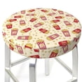 thumbnail image 1 of Uemuo Cartoon Popcorn Pattern Round Bar Stool Seat Covers Washable Stool Cushion Slipcover Elastic Bar Chair Covers-14 inch, 1 of 7