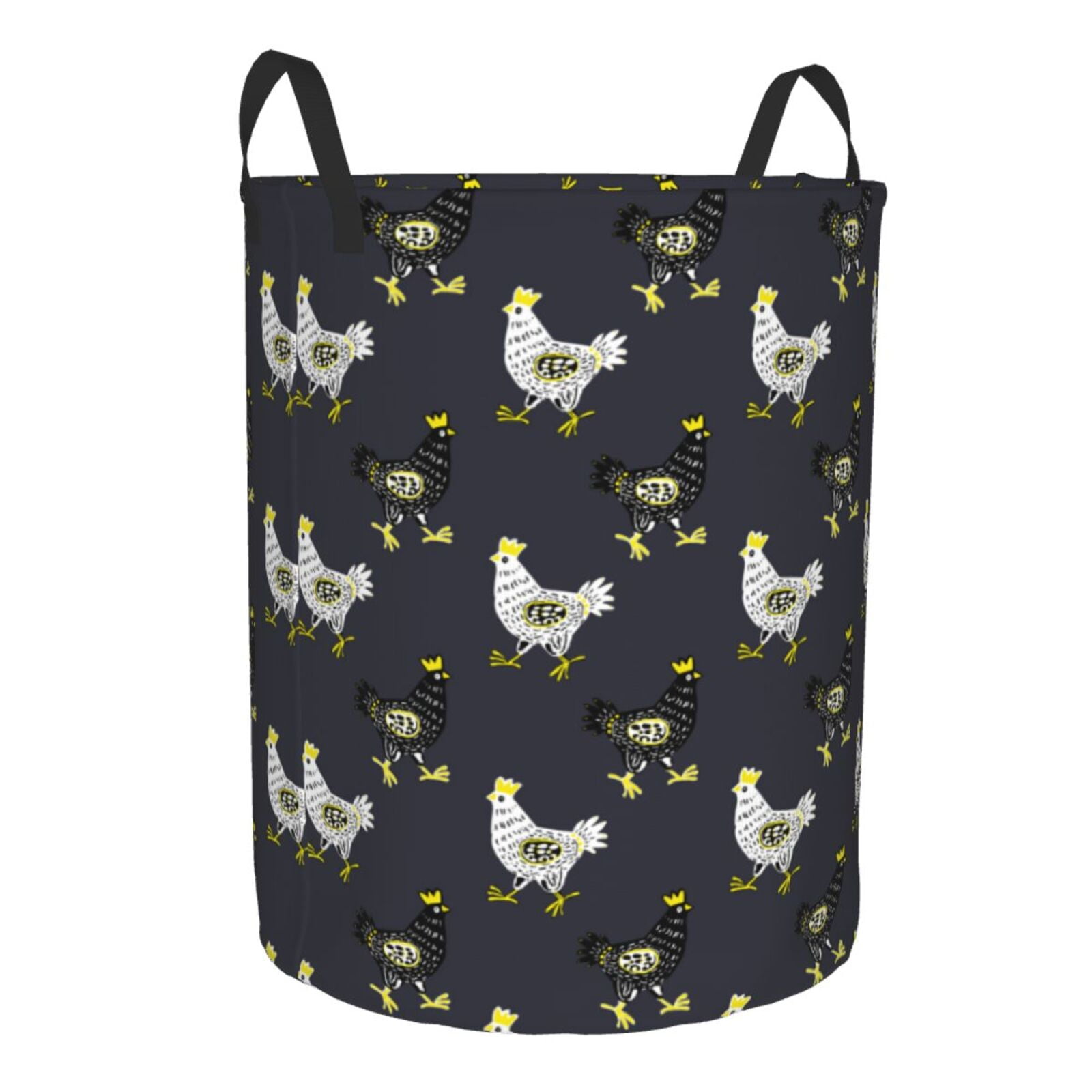 Uemuo Cartoon Rooster Pattern Circular Laundry Hamper Basket with