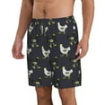 thumbnail image 1 of Uemuo Cartoon Rooster Pattern Men's Swim Trunks Hawaiian Beach Bathing Suit Swimsuits Beach Quick-Dry Shorts with Pockets-Small, 1 of 9