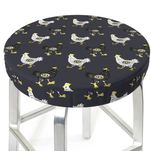 Uemuo Cartoon Rooster Pattern Round Bar Stool Seat Covers Washable Stool Cushion Slipcover Elastic Bar Chair Covers-