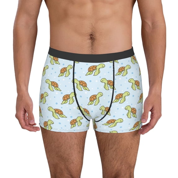 Uemuo Cartoon Sea Turtle Pattern Men's Boxer Briefs,Trunk Anti-Chafing,Comfortable, Durable, and Stylish Underwear-XX-Large