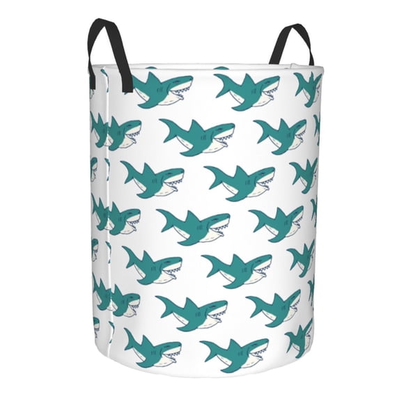 Uemuo Cartoon Shark Pattern Circular Laundry Hamper Basket with handles,Collapsible laundry basket,Large capacity laundry hamper,Laundry Organizer-