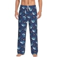thumbnail image 1 of Uemuo Cartoon Sharks2 Pattern Men's Wide Leg Palazzo Lounge Pants with Pockets Light Weight Loose Comfy Casual Pajama Pants-Large, 1 of 9