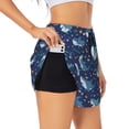 thumbnail image 1 of Uemuo Cartoon Sharks2 Pattern Women's Athletic Shorts High Waisted Running Shorts with Liner Pockets Gym Elastic Workout Shorts-Small, 1 of 9