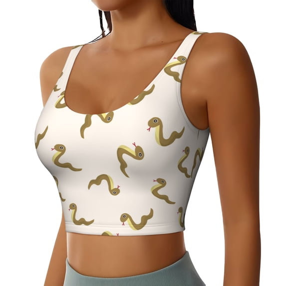 Uemuo Cartoon Snake Pattern Women's Sports Bra - High Impact Support, Breathable, and Comfortable Athletic Bra for Running, Yoga, and Workouts
