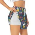 thumbnail image 1 of Uemuo Cartoon Space Pattern Women's Athletic Shorts High Waisted Running Shorts with Liner Pockets Gym Elastic Workout Shorts-X-Large, 1 of 9