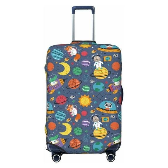 Uemuo Cartoon Space Printed Washable Luggage Cover - Fashion Suitcase Protector Fits 18-32 Inch Luggage -X-Large