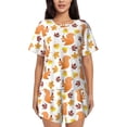 thumbnail image 1 of Uemuo Cartoon Squirrel Pattern Women's Short-Sleeved Pajama, Button-Front Loungewear, 2-Piece Summer Sleepwear, Elastic Drawstring Shorts-Large, 1 of 7