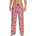 thumbnail image 1 of Uemuo Cartoon Strawberry Pattern Men's Wide Leg Palazzo Lounge Pants with Pockets Light Weight Loose Comfy Casual Pajama Pants-, 1 of 9